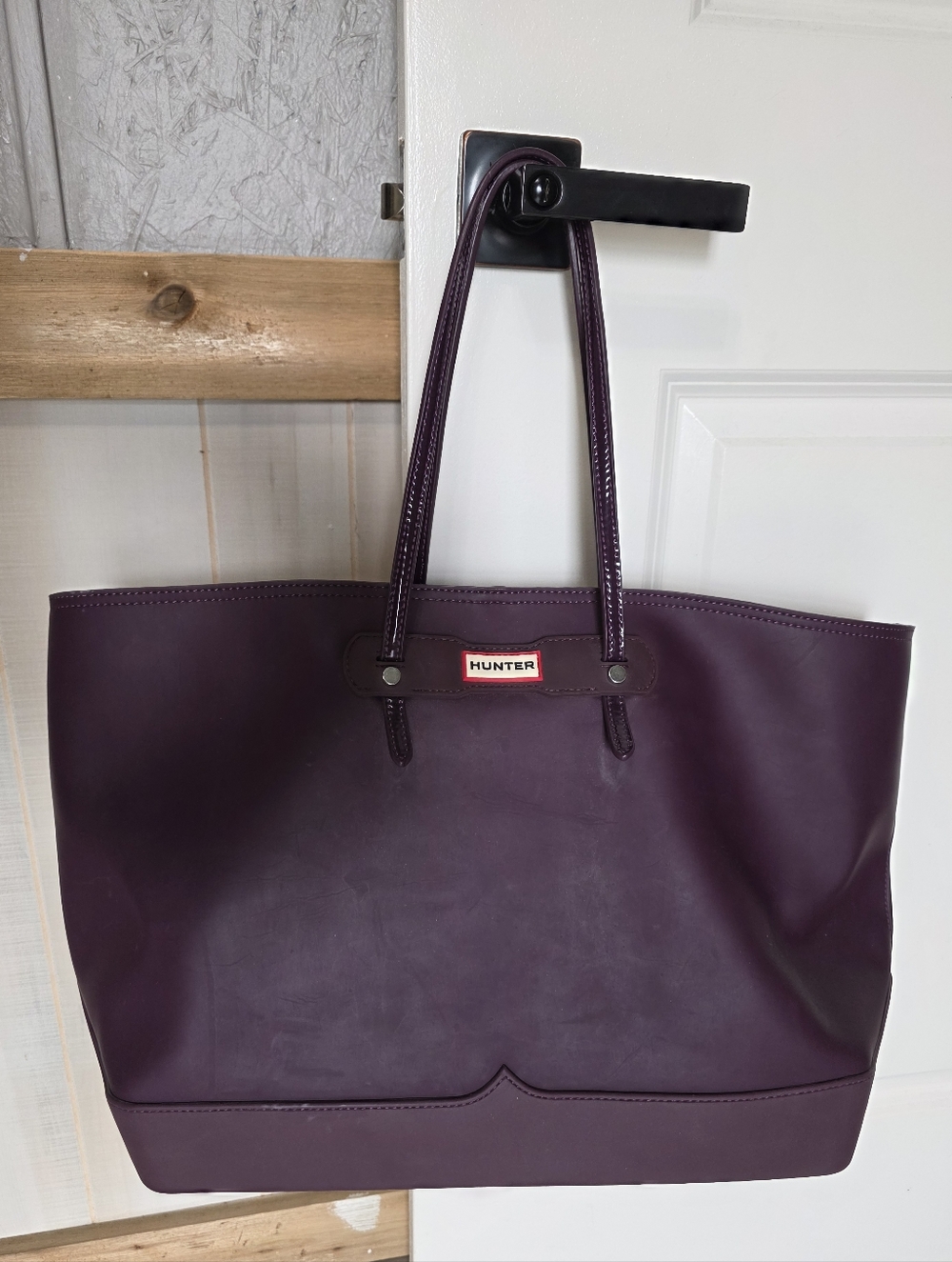 Hunter ORIGINAL VINYL TOTE LARGE Women's Plum Rubber Tote Bag